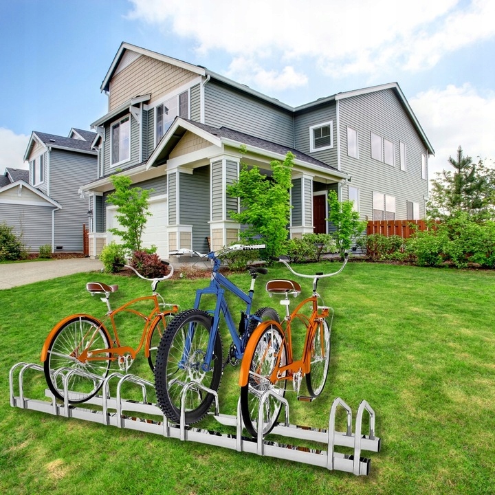STOJAK NA 4 ROWERY Rowerowy Rower Parking na 4 Stanowiska Uchwyt Ocynk Montaż do podłoża lub do ściany