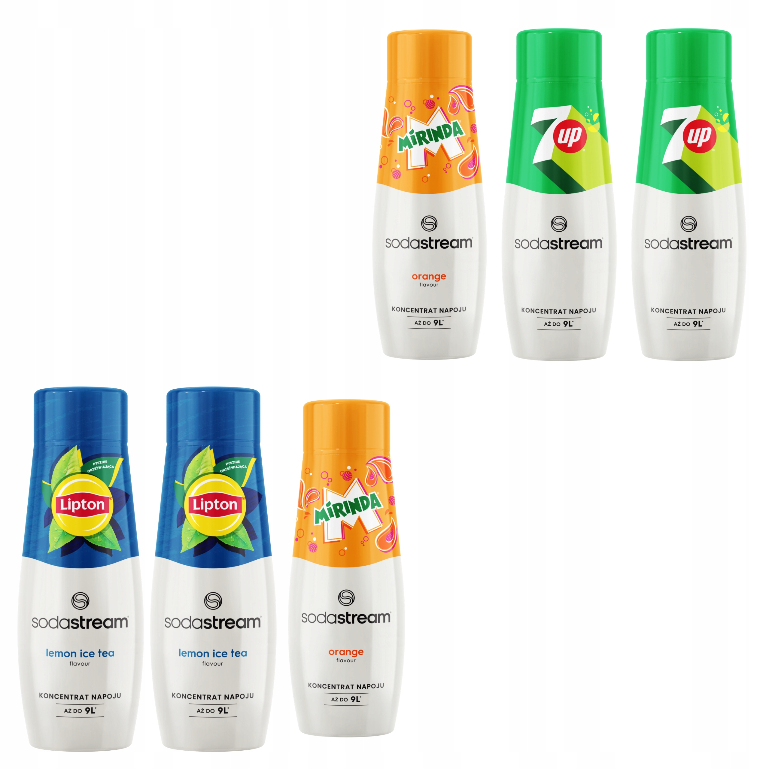 Syropy do Saturatora SodaStream 2x Lipton Lemon Ice Tea 2x Mirinda+2x 7up