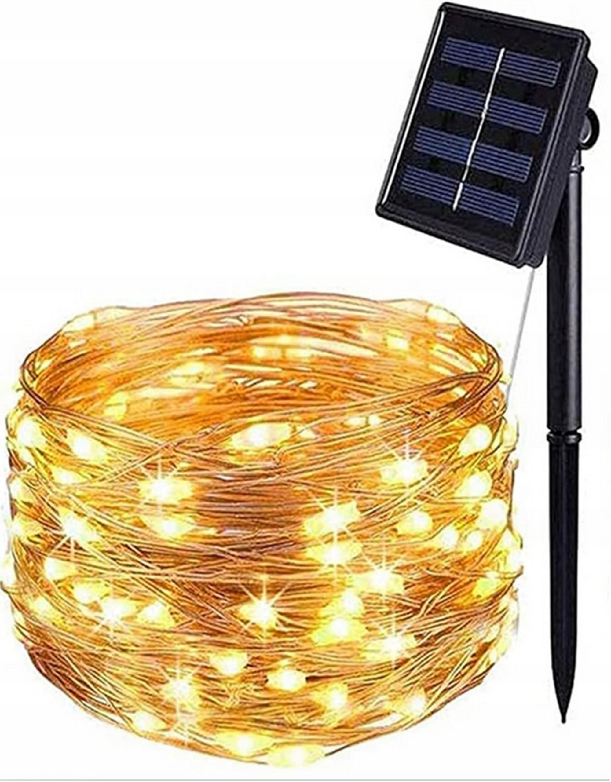 GIRLANDA SOLARNA LAMPKI OGRODOWE 100 LED, 20M DEKORACYJNA CZUJNIK DESZCZU