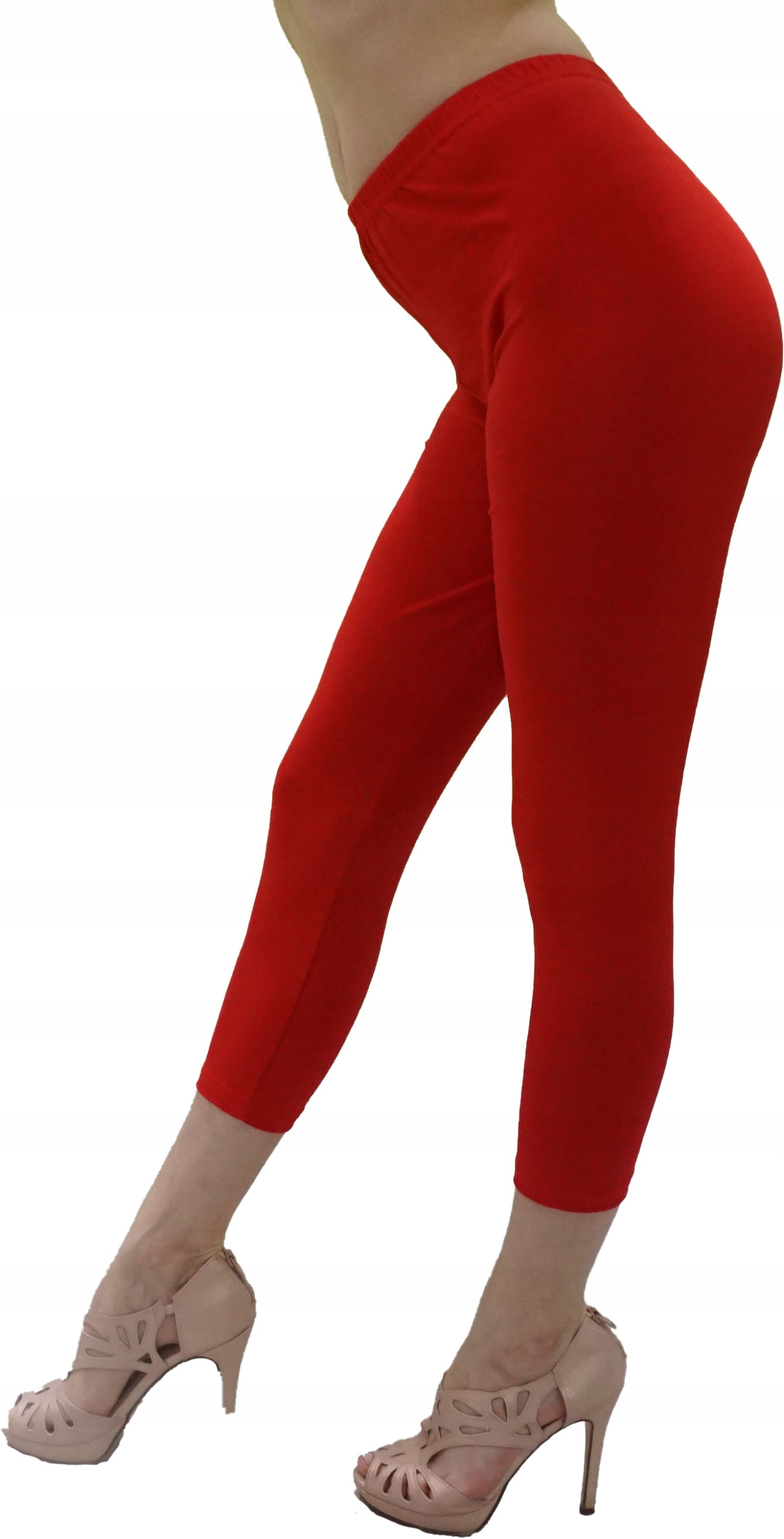 

legginsy getry damskie 3/4 bawełna XL czerwone