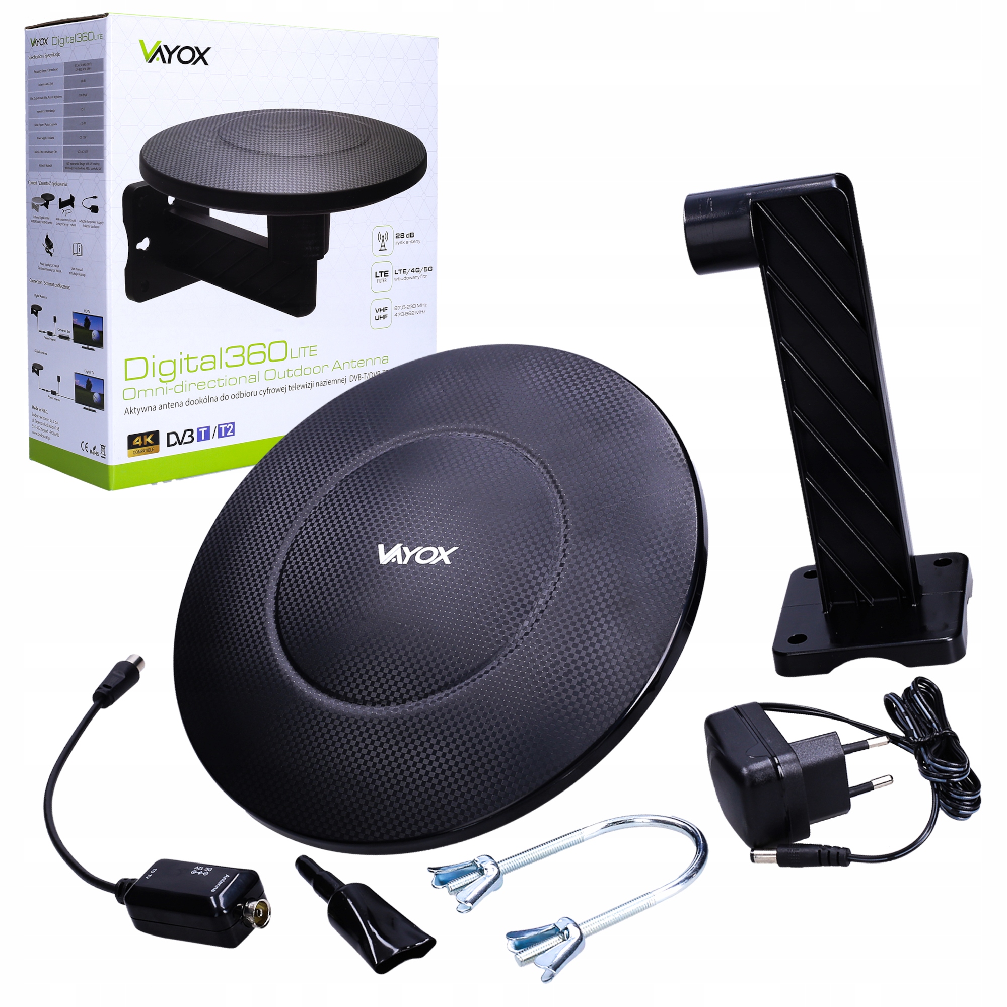 

Antena DVBT2 Dookólna Lte 4K MUX8 Digital360 Vayox