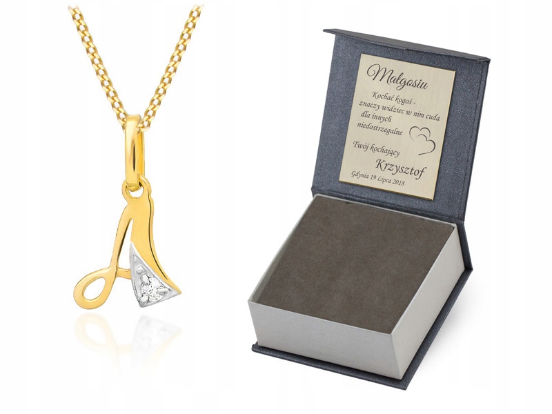 

Złoty Łańcuszek pr. 585 Wisiorek Literka A Grawer