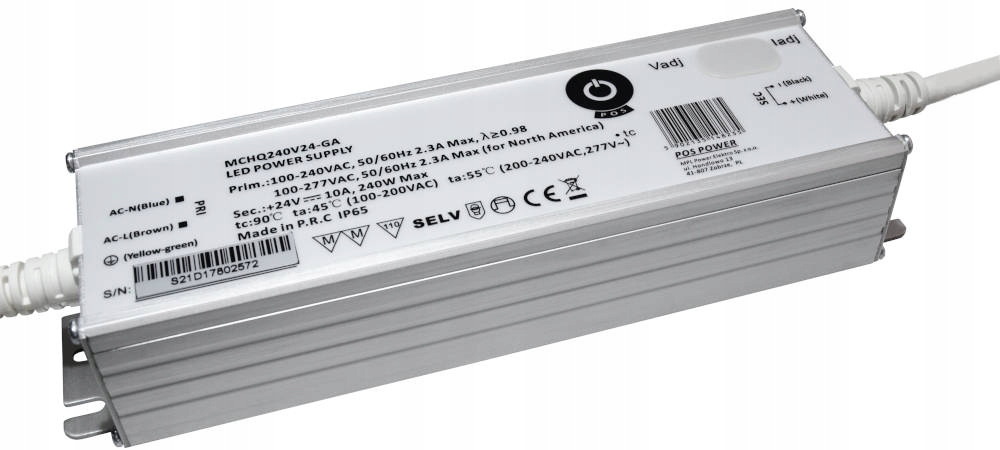 Zasilacz stałonapięciowy Led 24V/10A 240W Pfc MCHQ240V24-GA