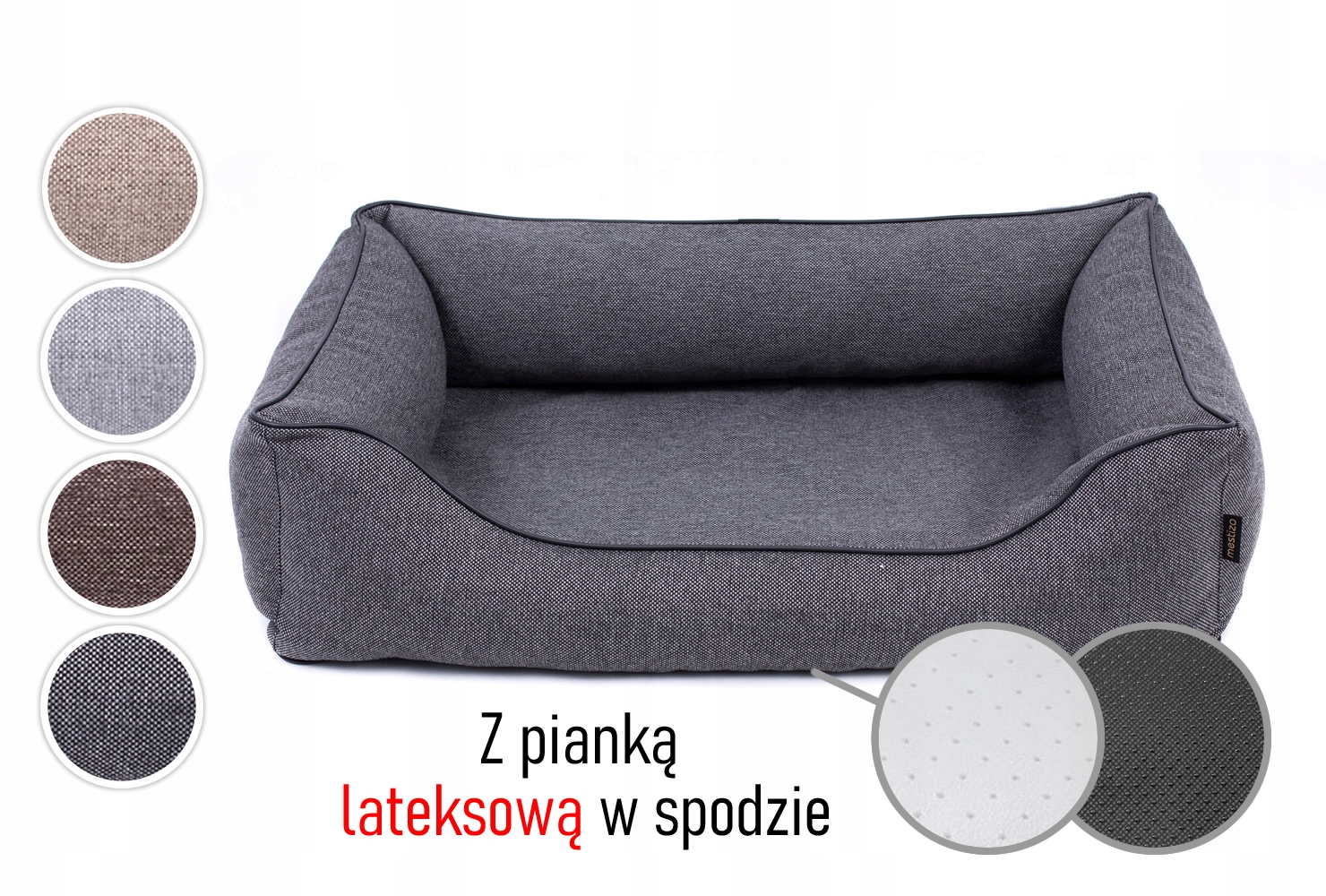 Pelíšek s latexovou matrací pro psa 100x75, antibakteriální, tmavě šedé