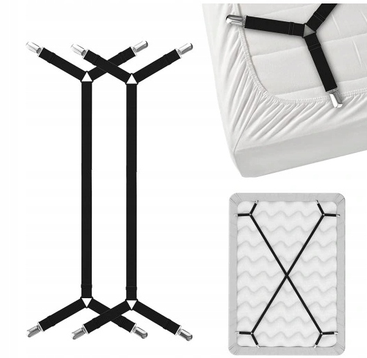 2X KLIPSY ZAPIĘCIA SZELKI ZAPINANIE UPRASOWANE PRZEŚCIERDŁO ORGANIZER ŁÓŻKA Kolor czarny