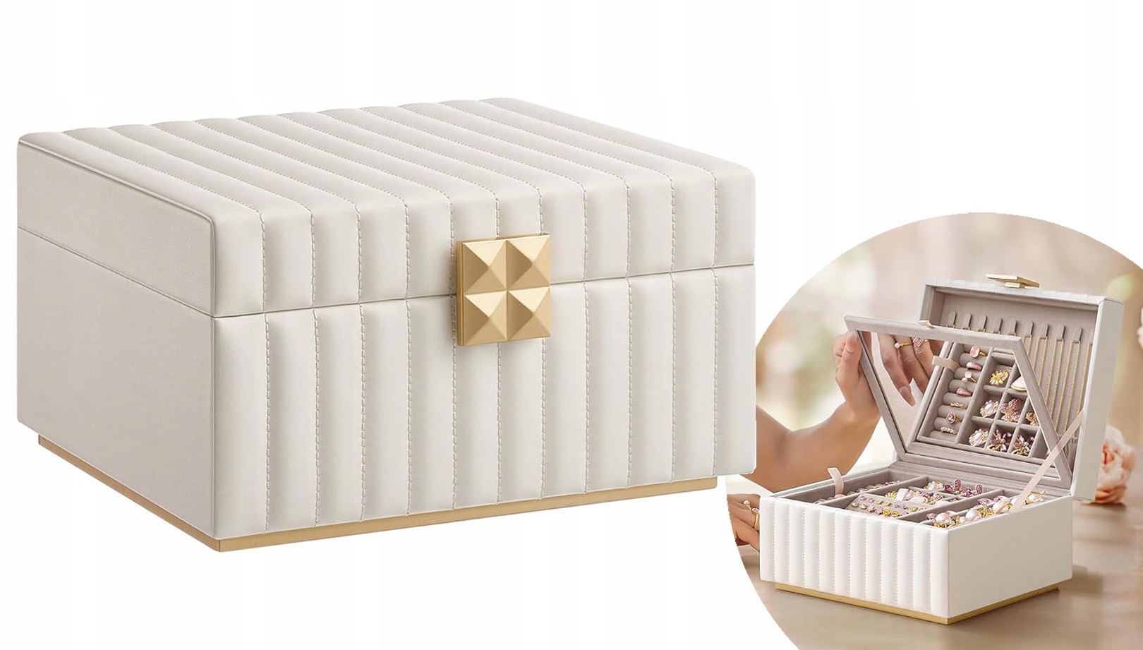 Krabička Kufřík Na Šperky Organizér S Glamour Zrcátkem