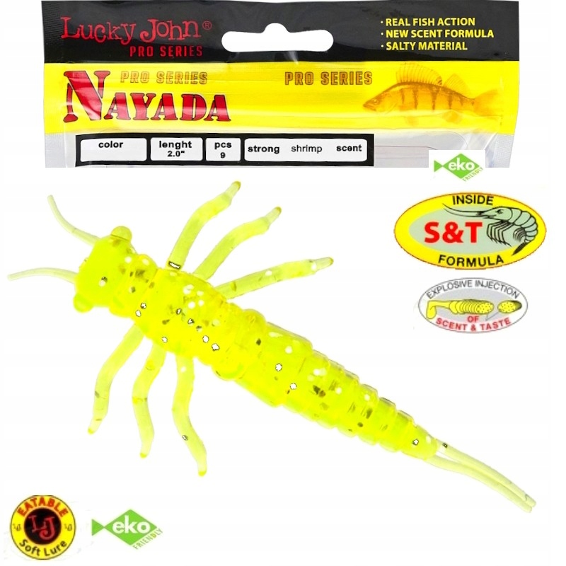 Guma Robak Lucky John Nayada 2'' 5cm 071 Lime Chartreuse 9szt Na Pstrąga