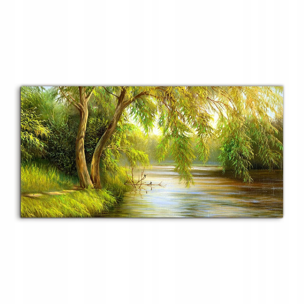 Akrylový obraz 100x50 s grafikou Les Jazero Voda