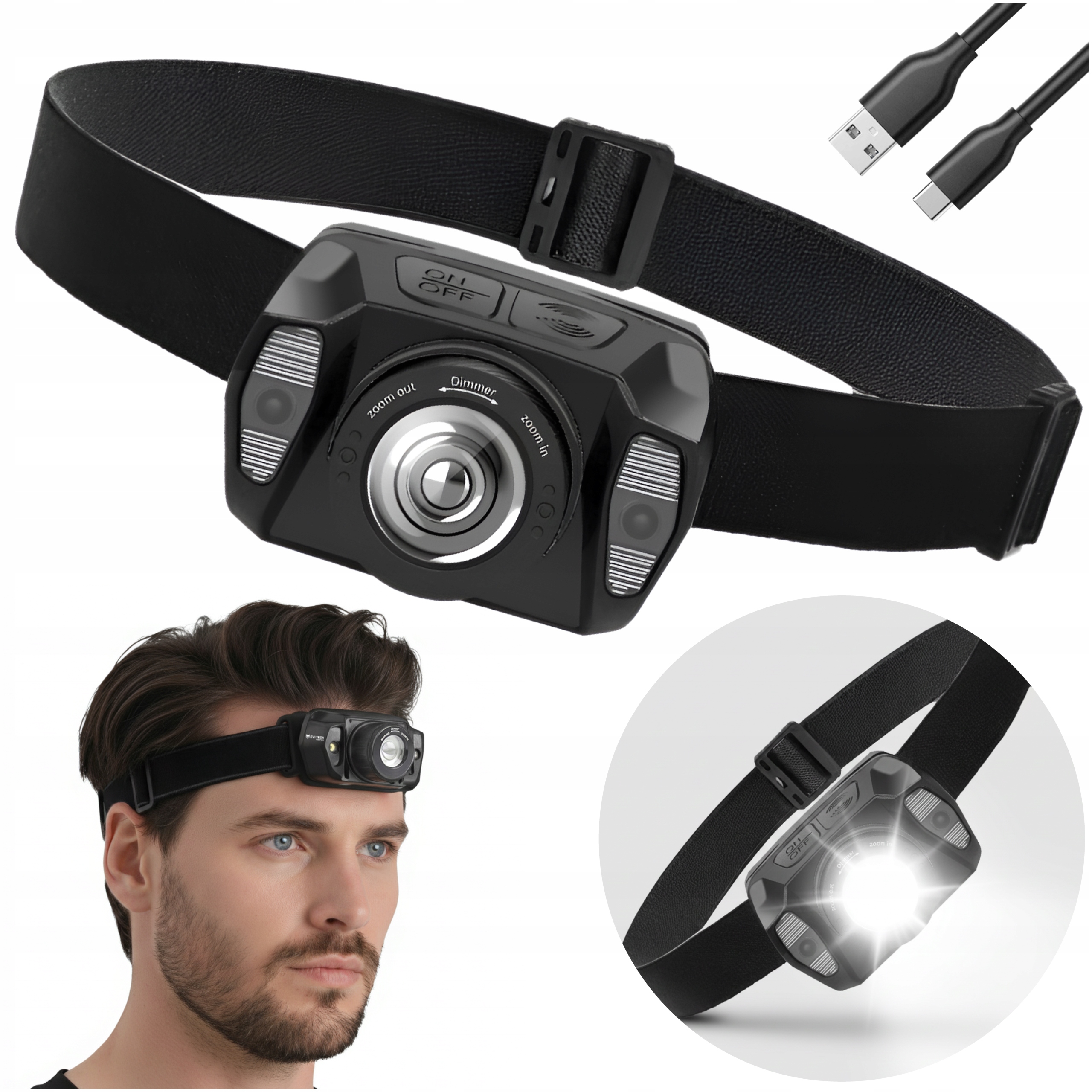 Čelovka Led Čelovka Dobíjecí Vodotěsná NightFlare 360lm Usb