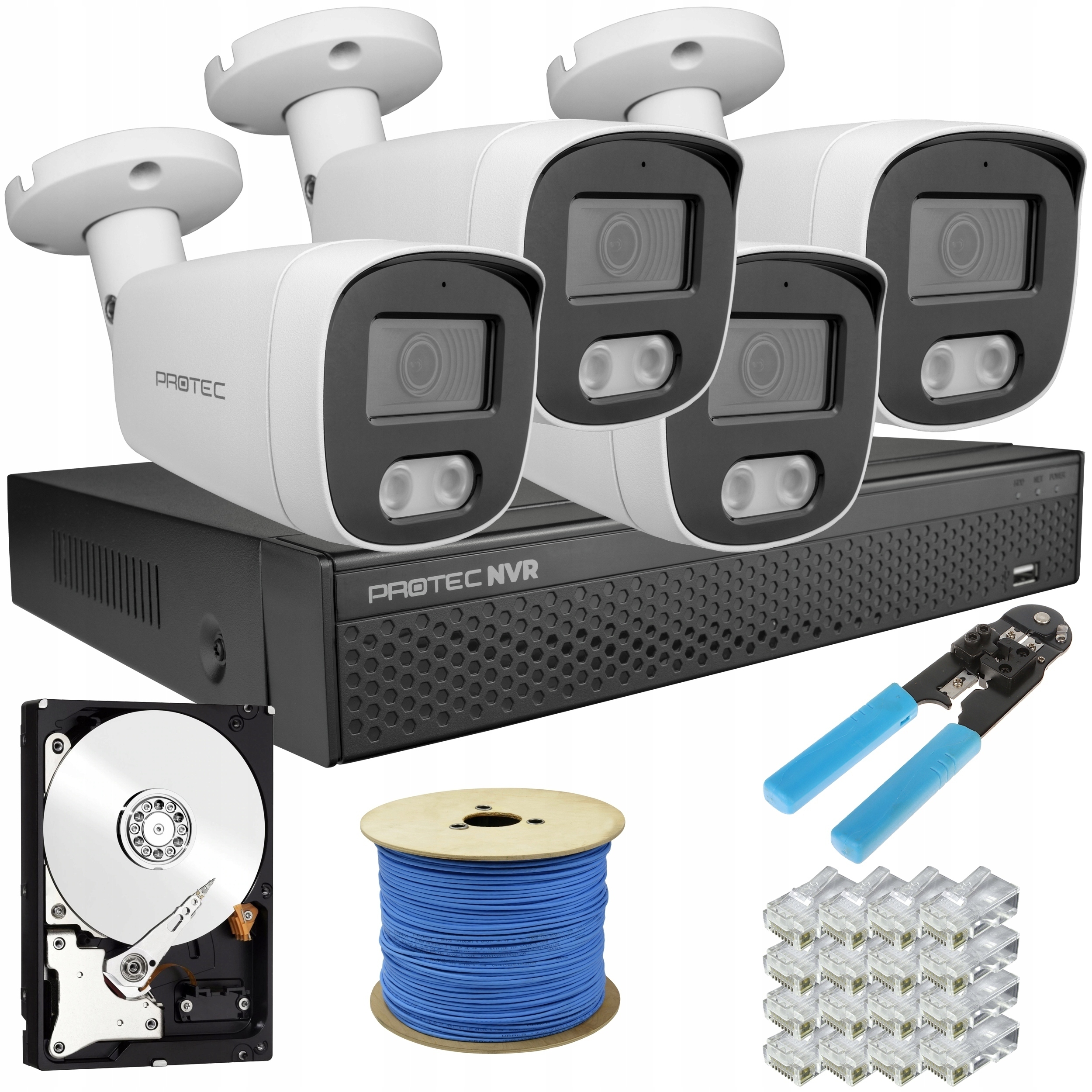 CYFROWY MONITORING 4 KAMERY IP 5MEGA NA SKRĘTKĘ Zasięg podczerwieni 30 m