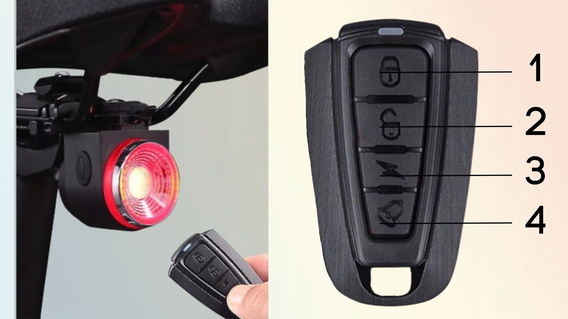 PrEmIUM LAMPKA ROWEROWA ŚWIATŁO STOP ALARM DO ROWERU NEW Skutera MOCNA M086 Kolor dominujący czarny