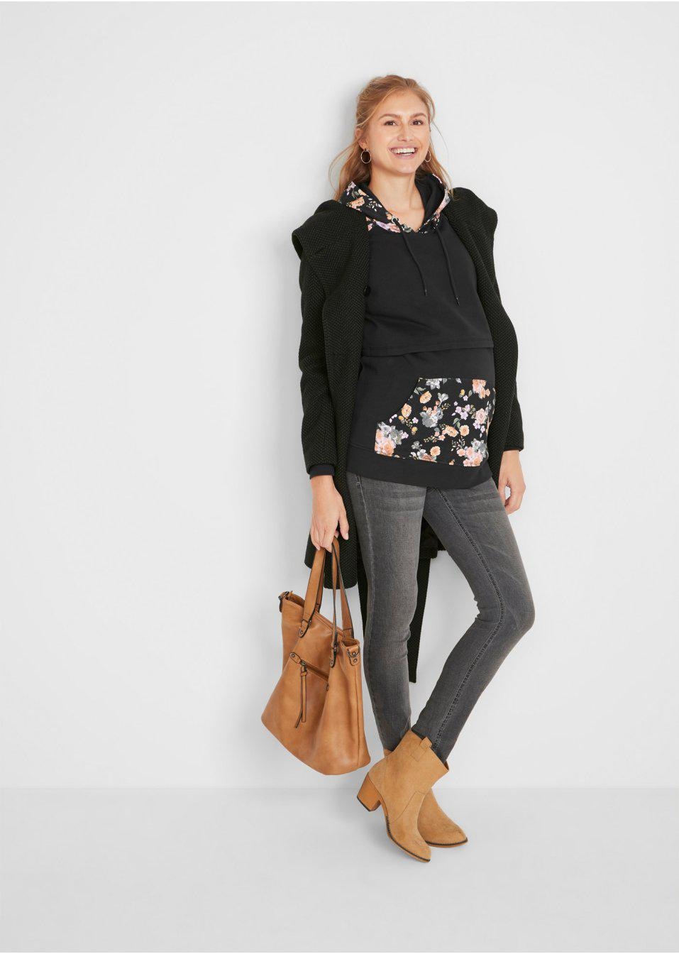 PRINT CIĄŻOWA BLUZA CZARNA 32/34 Marka inna