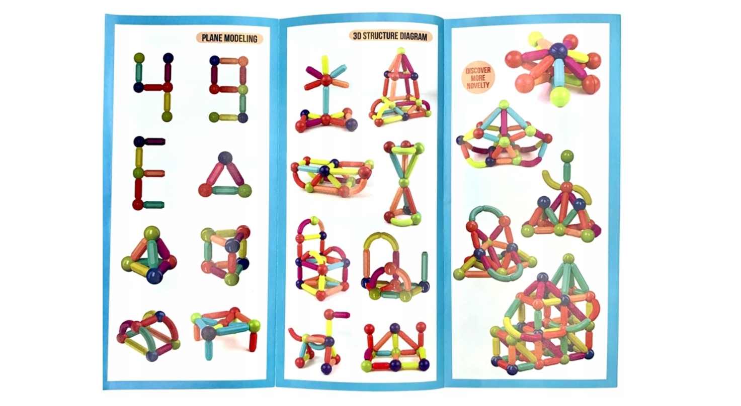 KLOCKI MAGNETYCZNE DLA DZIECI MAGNETIC STICKS 58el Kod producenta 8222651119296