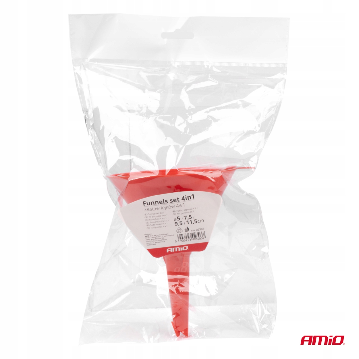 ZESTAW LEJKÓW 4w1 UNIWERSALNY LEJEK DO WODY OLEJU PALIWA 4 SZT ZESTAW Marka Amio