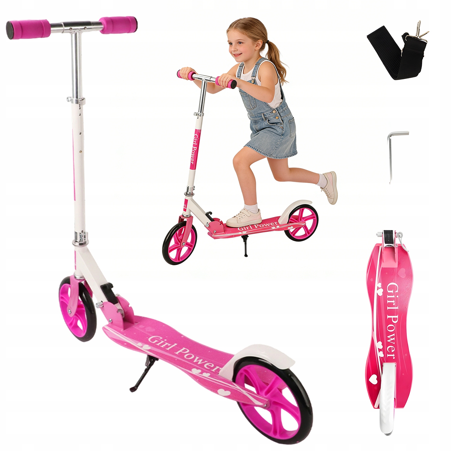 Hulajnoga Dziecięca Z Regulowaną Wysokością I Składanym Mechanizmem Różowa