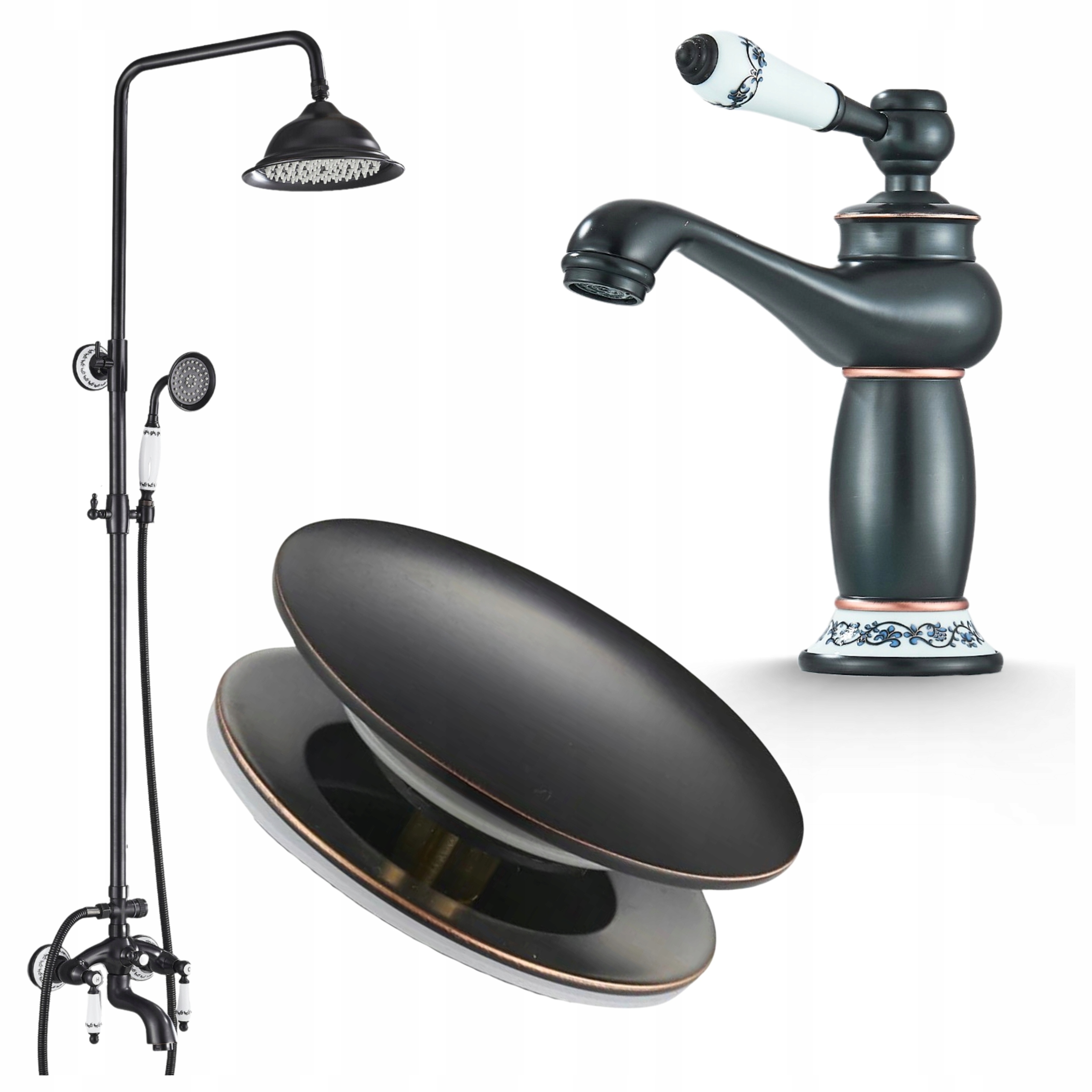 Sprchový set Nástenná dažďová sprcha čierna Kúpeľňová zostava