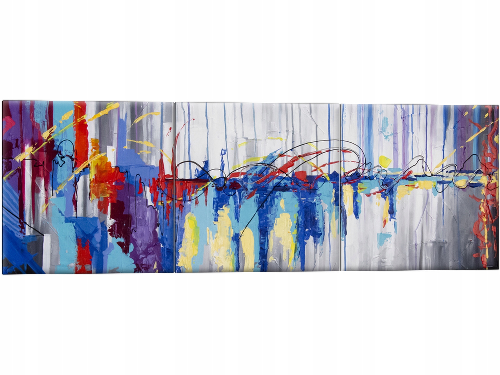 

Tryptyk Abstrakcja Wodospad 150x50 do salonu