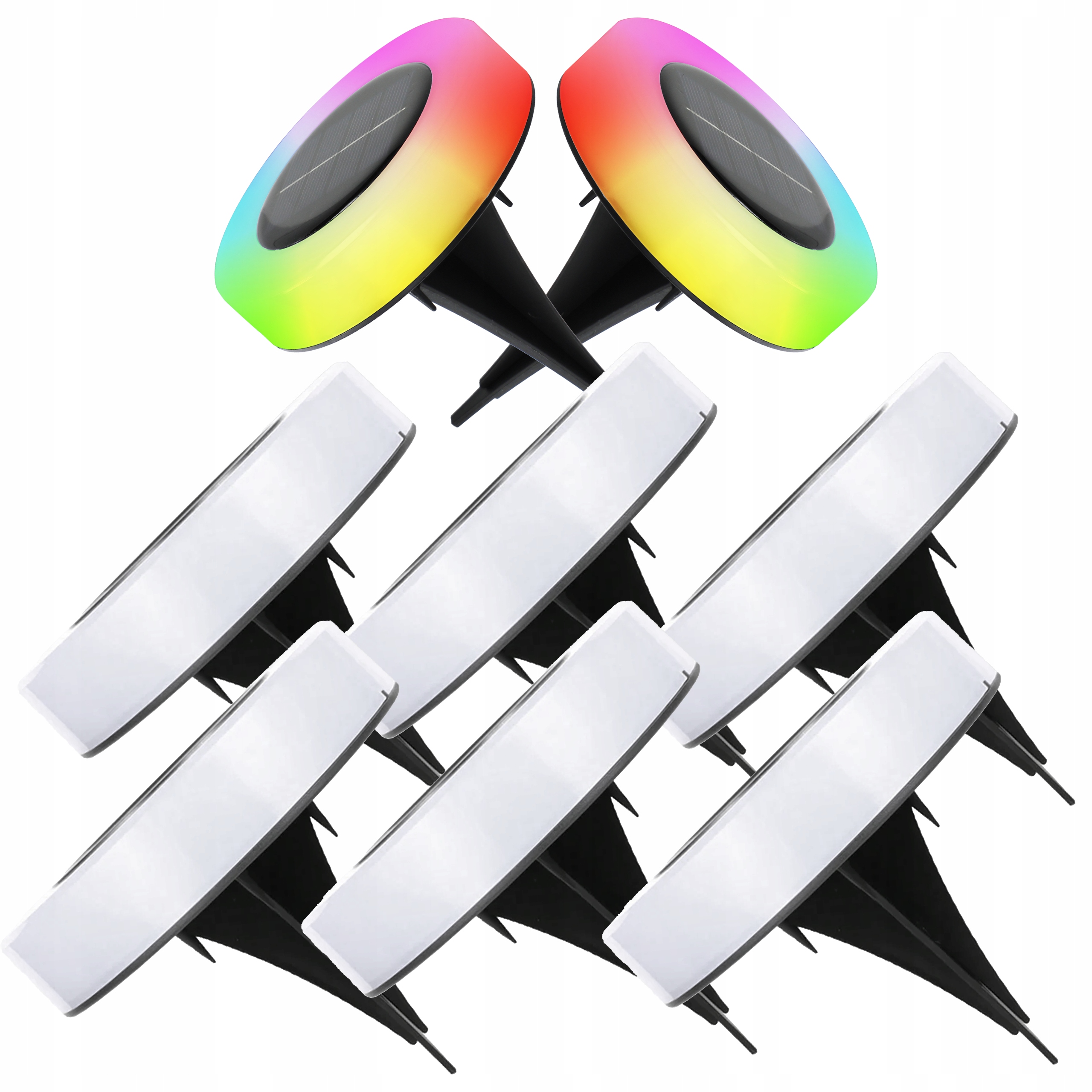 Lampa Solarna Ogrodowa Led Najazdowa Gruntowa Dyski Czujnik Zmierzchu Rgb