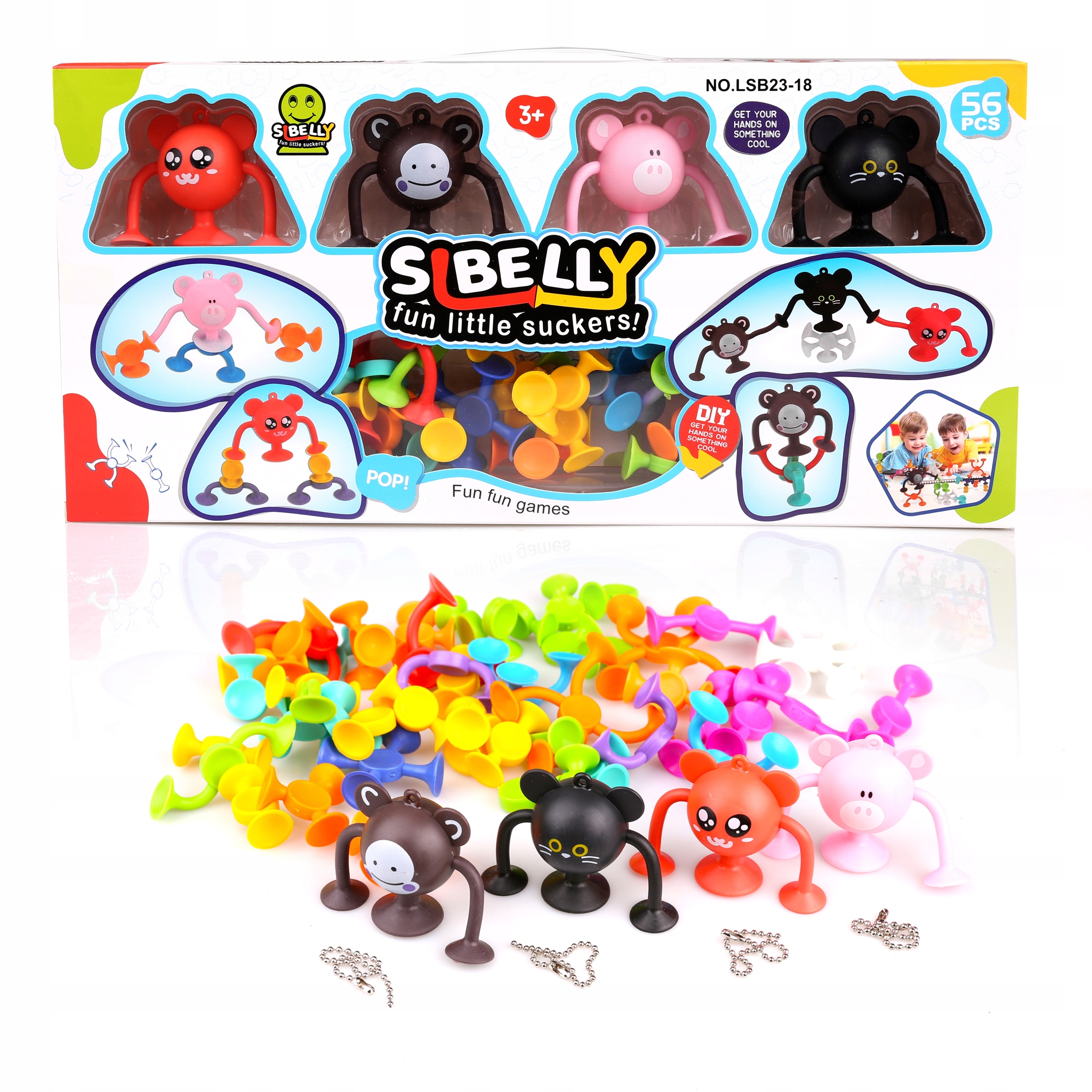 KLOCKI KONSTRUKCYJNE PRZYSSAWKI SILIKONOWE 56 SZT