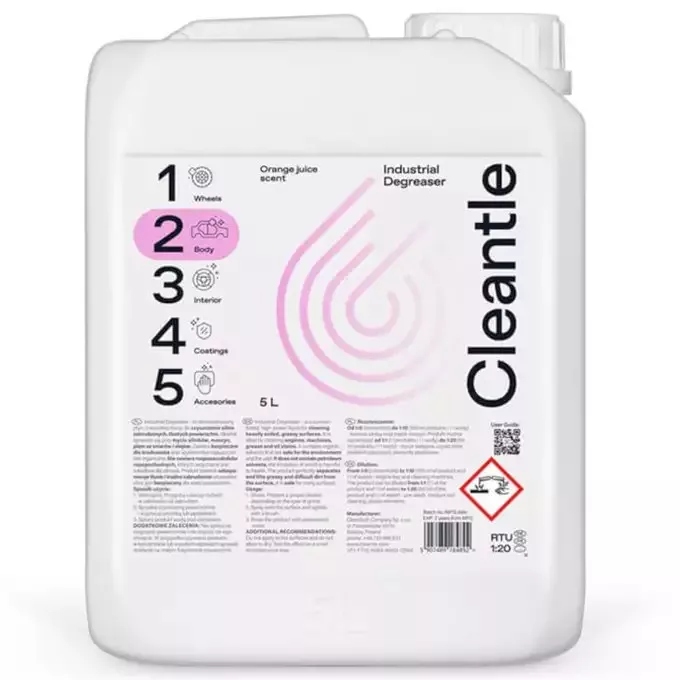 Cleantle Industrial Degreaser 5L - skoncentrowany, uniwersalny środek czysz