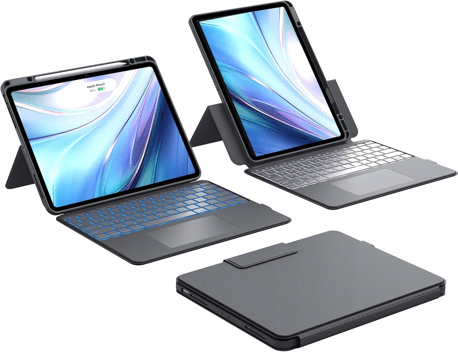 Pouzdro na iPad Air 13“ Pro 12,9“ Chesona DD1209-GY-DE-B s klávesnicí, šedé