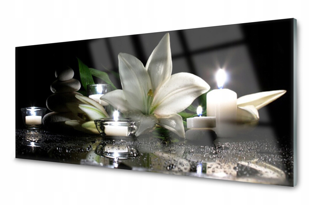 Sklenený panel do kuchyne Lilia Sviečky Spa 125x50