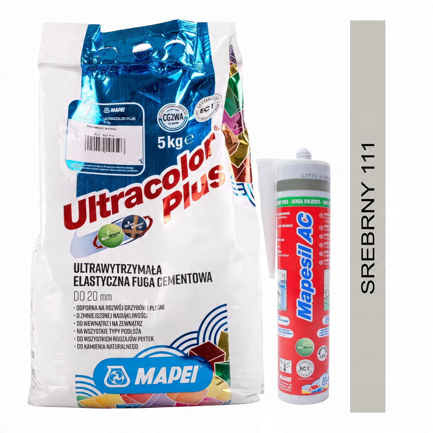 

Fuga Mapei Ultracolor 5 kg silikon srebrny 111