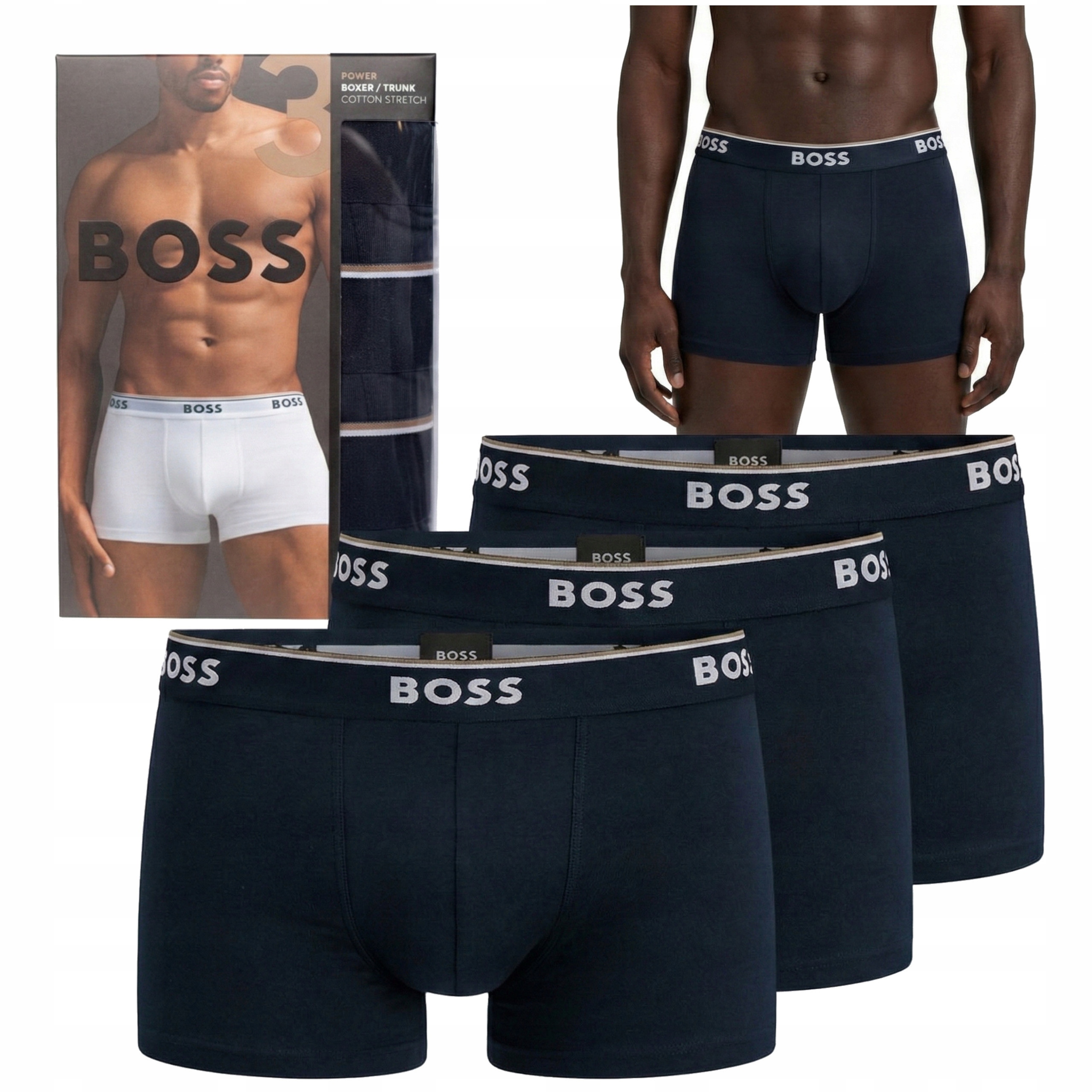 Pánské boxerky Boss 3, sada bavlněných, krátké, prémiové, elastické, velikost S