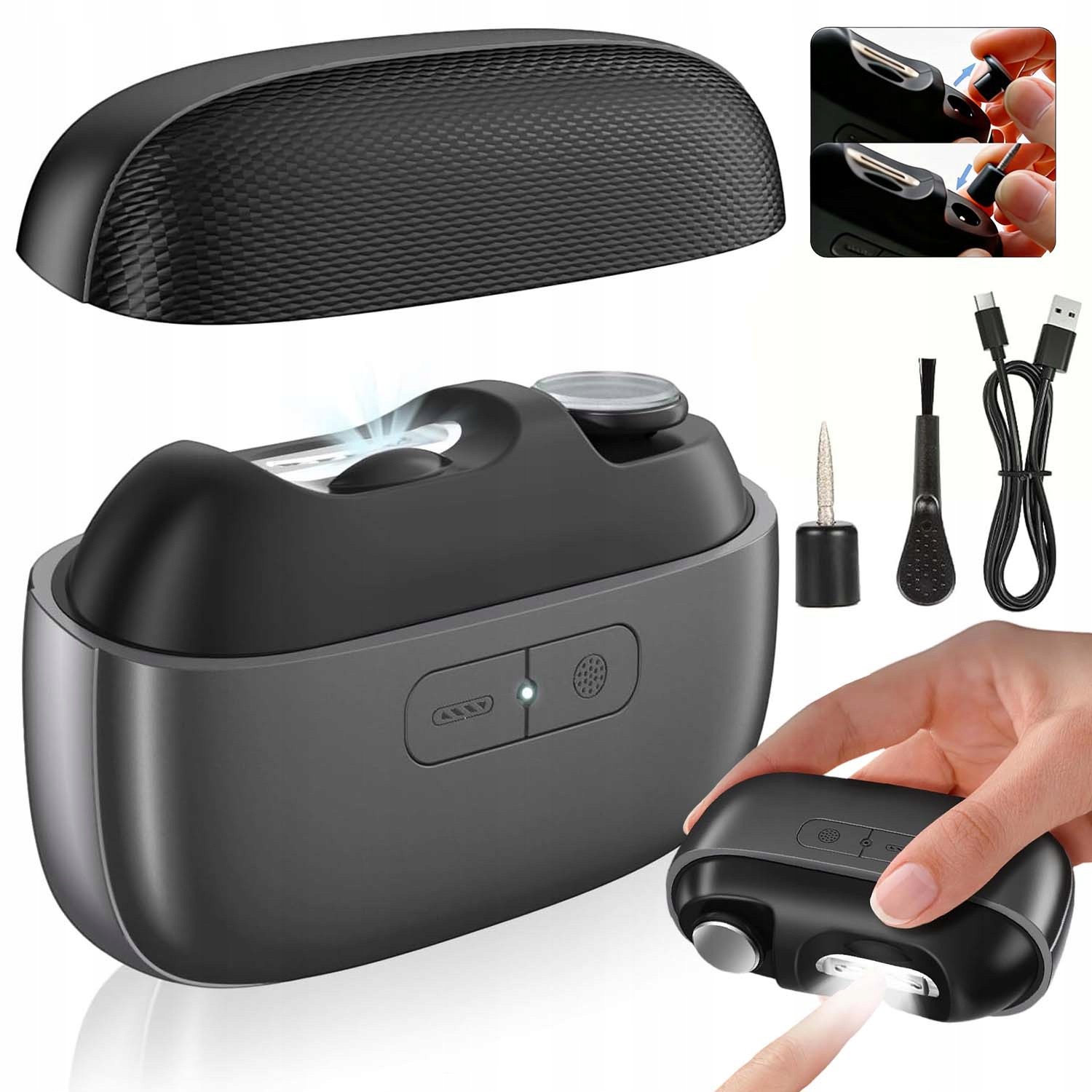 Pilník Na Nehty Elektrický Kompaktní Pro Miminka S Usb Tichý 3v1