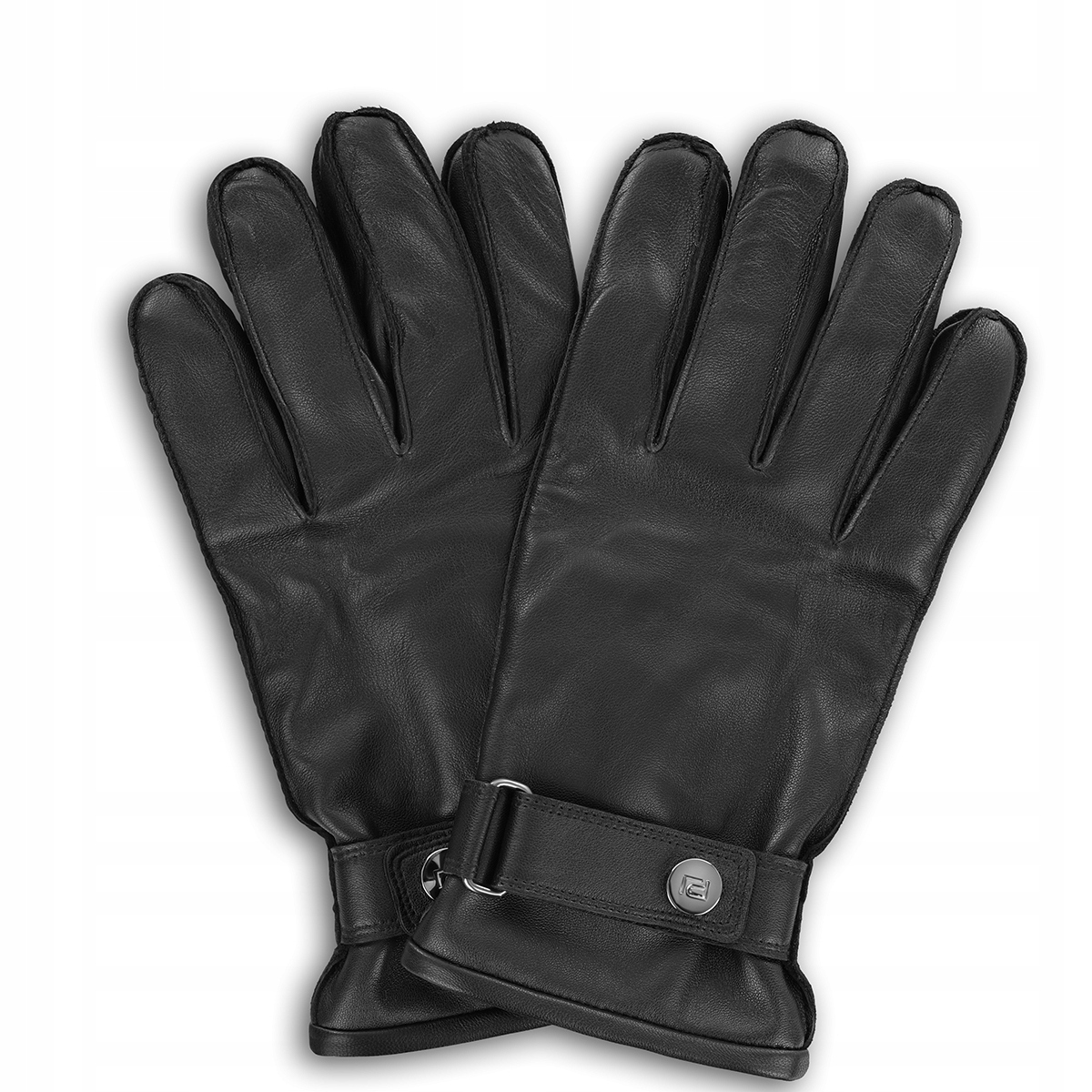 Černé kožené rukavice Pako Lorente s patentním páskem, vel M/L