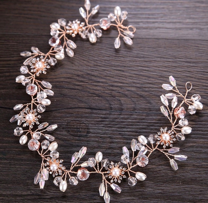 

Opaska na druciku do włosów diadem Rose Gold