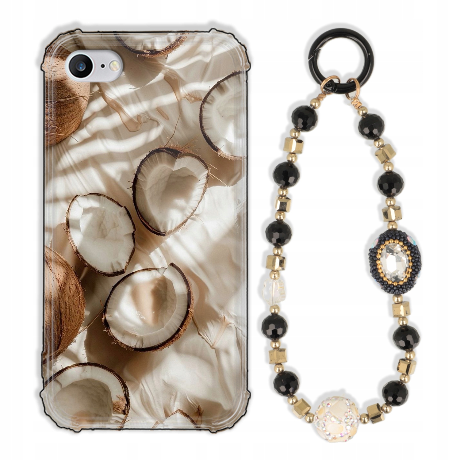 Puzdro Na Iphone SE2 Case Antishock Zirkóny Čierno Zlaté Odolné|pevné