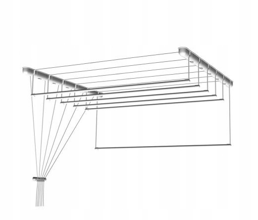 Sušení prádla stropem, 6 tyčí, 160 cm