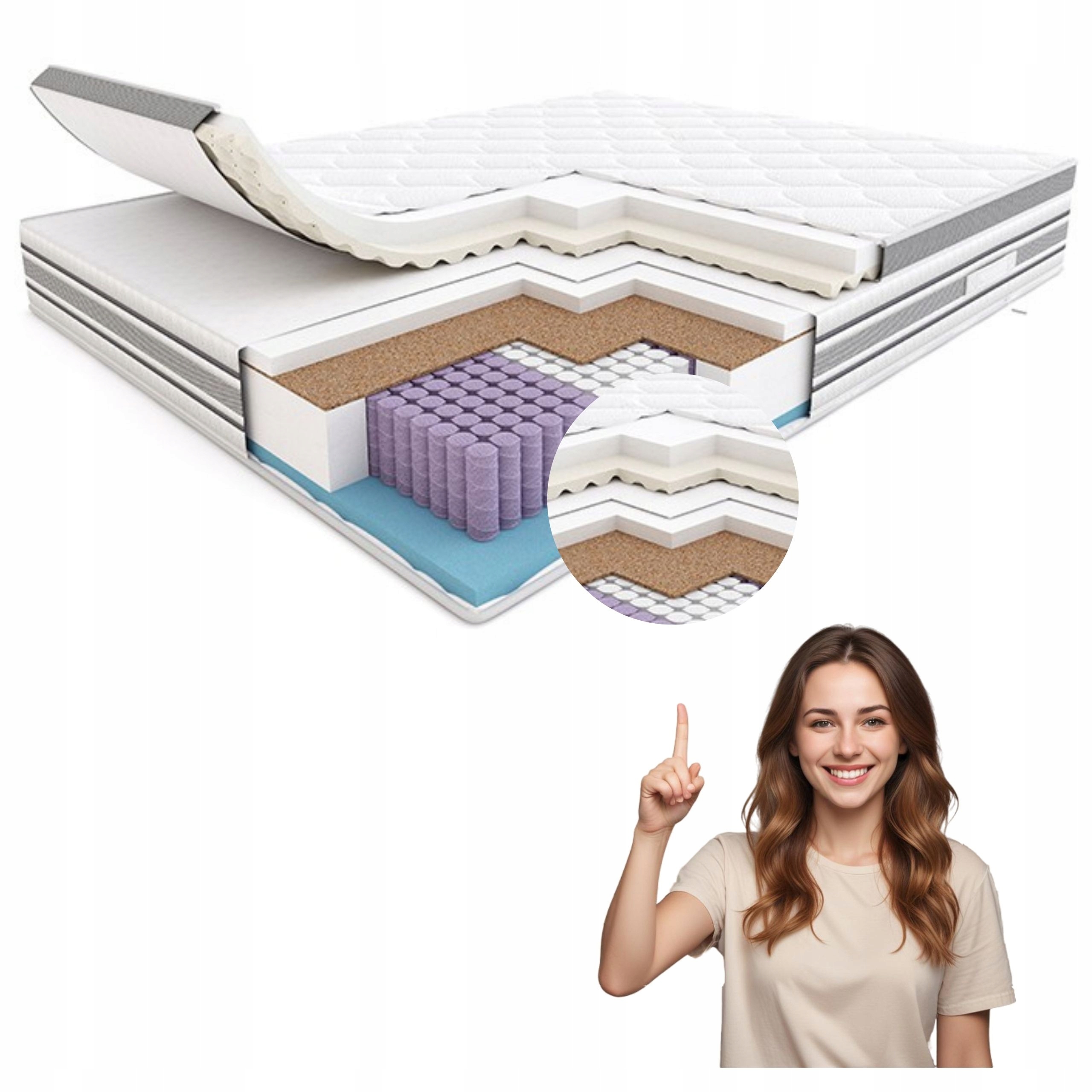 Materac 180x200 hybrydowy sprężynowy piankowy wytrzymały Hilding Electro