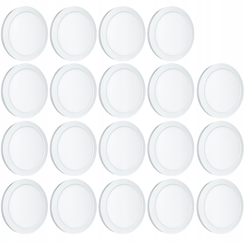 19x Mocny Panel Sufitowy Led Okrągły Biały Plafon Lampa 3 Barwy Światła