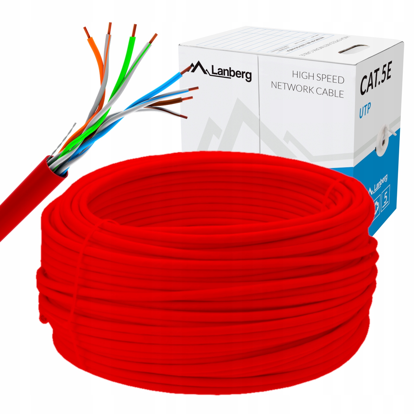 Kabel Sieciowy Przewód Skrętka KAT.5E CAT.5E 50M Cu 100% Miedź Lanberg