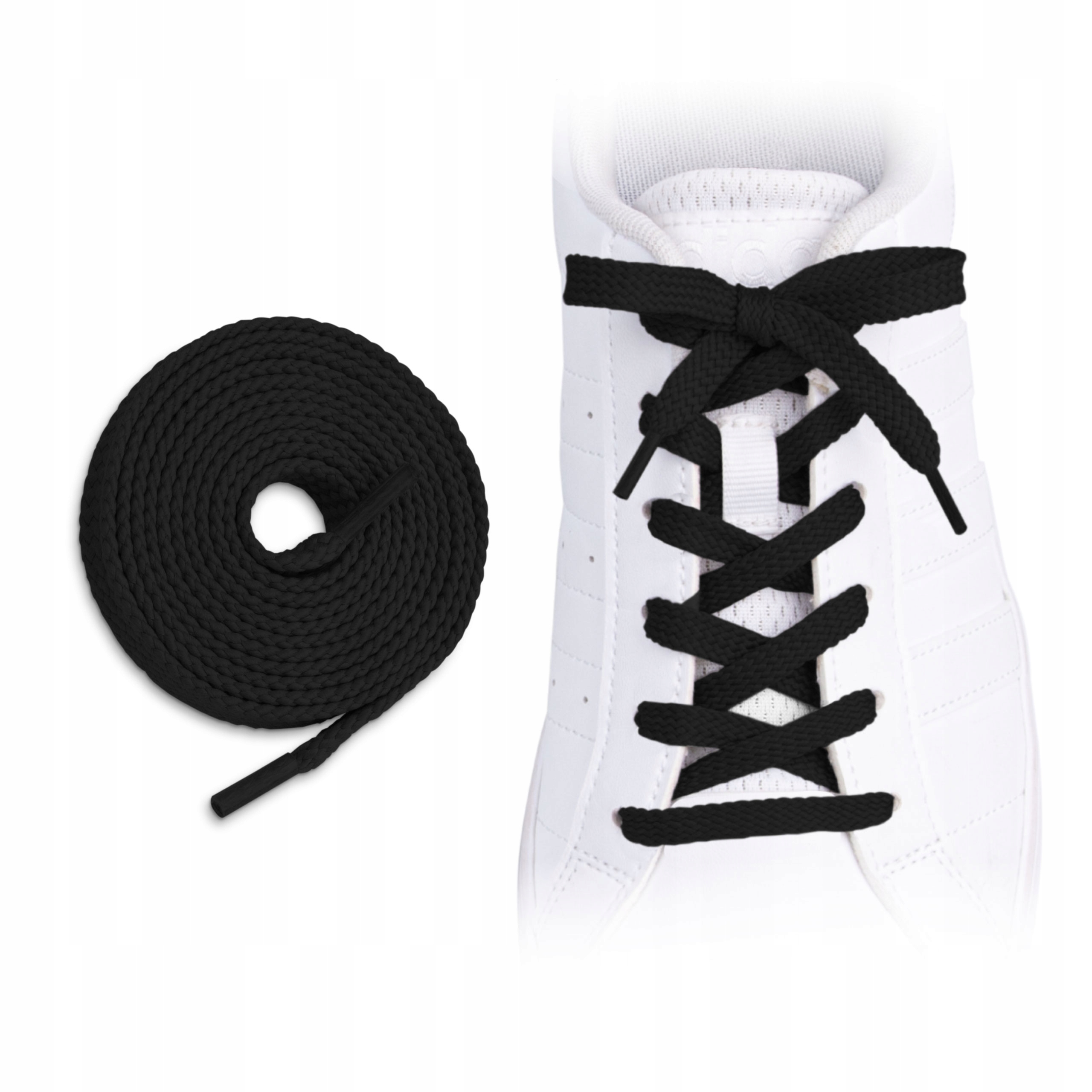 Sznurówki sznurowadła płaskie 7 mm czarny 45 cm