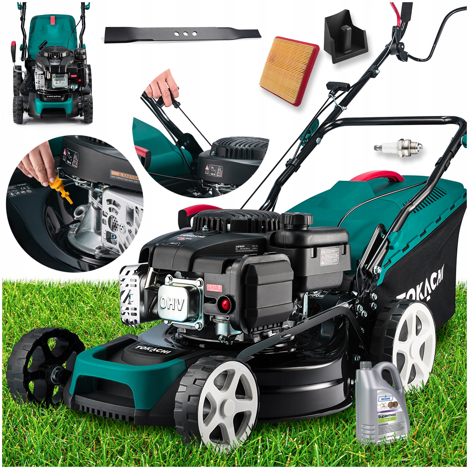 KOSIARKA SPALINOWA Z NAPĘDEM 41cm ZWROTNA 139CC LONCIN KOSZ 50L MULCZ +OLEJ