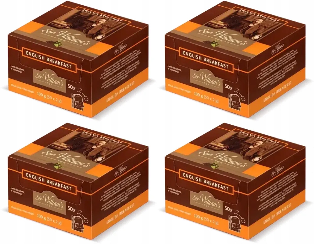 Herbata Sir William's Tea English Breakfast ekspresowa 50 torebek x4