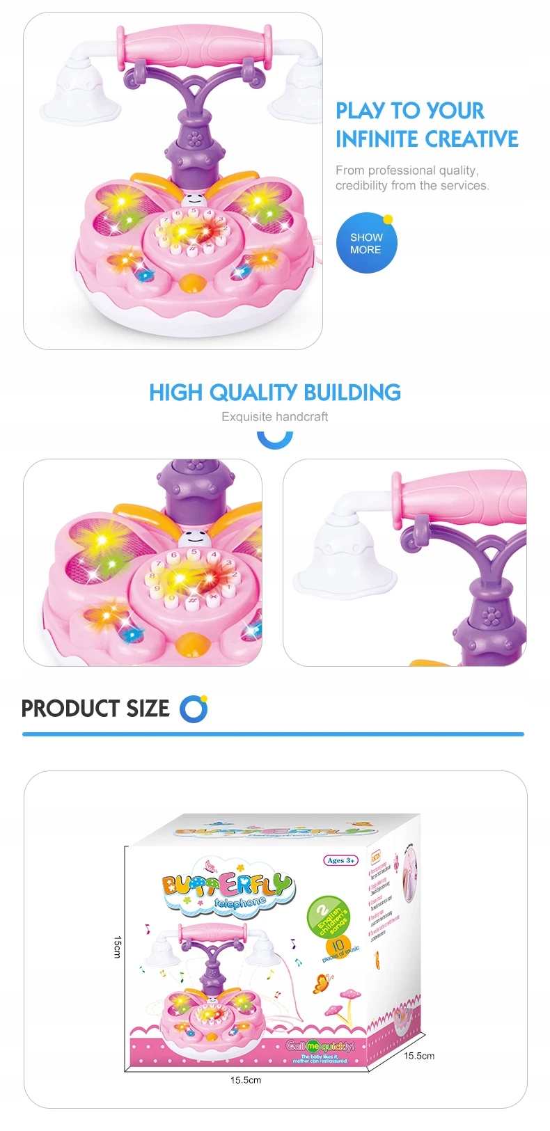 TELEFON MOTYLEK INTERAKTYWNY 2 PIOSENKI ANGIELSKIE 10 UTWORÓW MUZYCZNYCH Marka ProNice