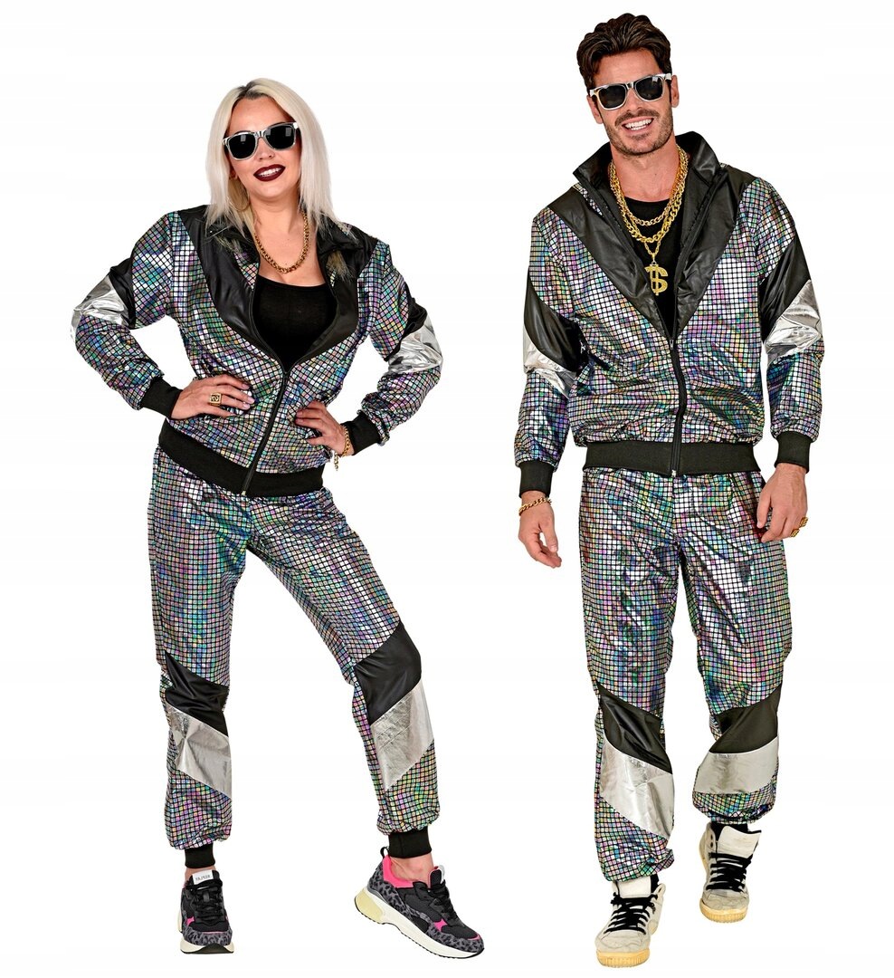 Unisex stříbrná disco šusťákovka z 80. let M
