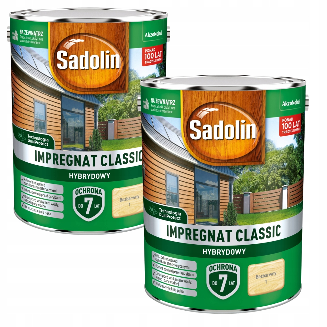 Set Sadolin Classic 2x4,5L Hybridní Impregnat Na Dřevo Bezbarvý 9L