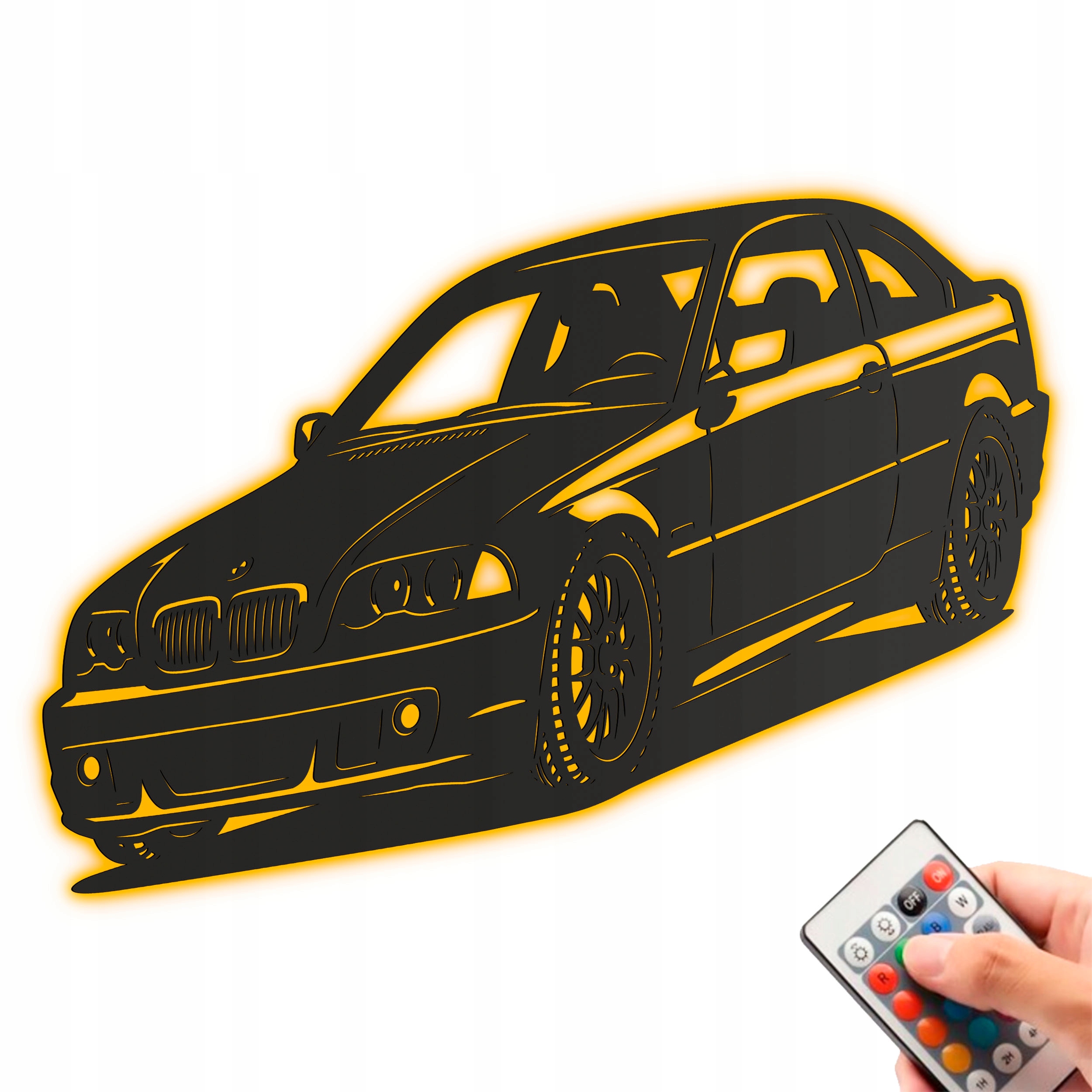 Dřevěný 3D obraz Noční Lampa Led dálkové ovládání Bmw řady 3 (E46) Dárek