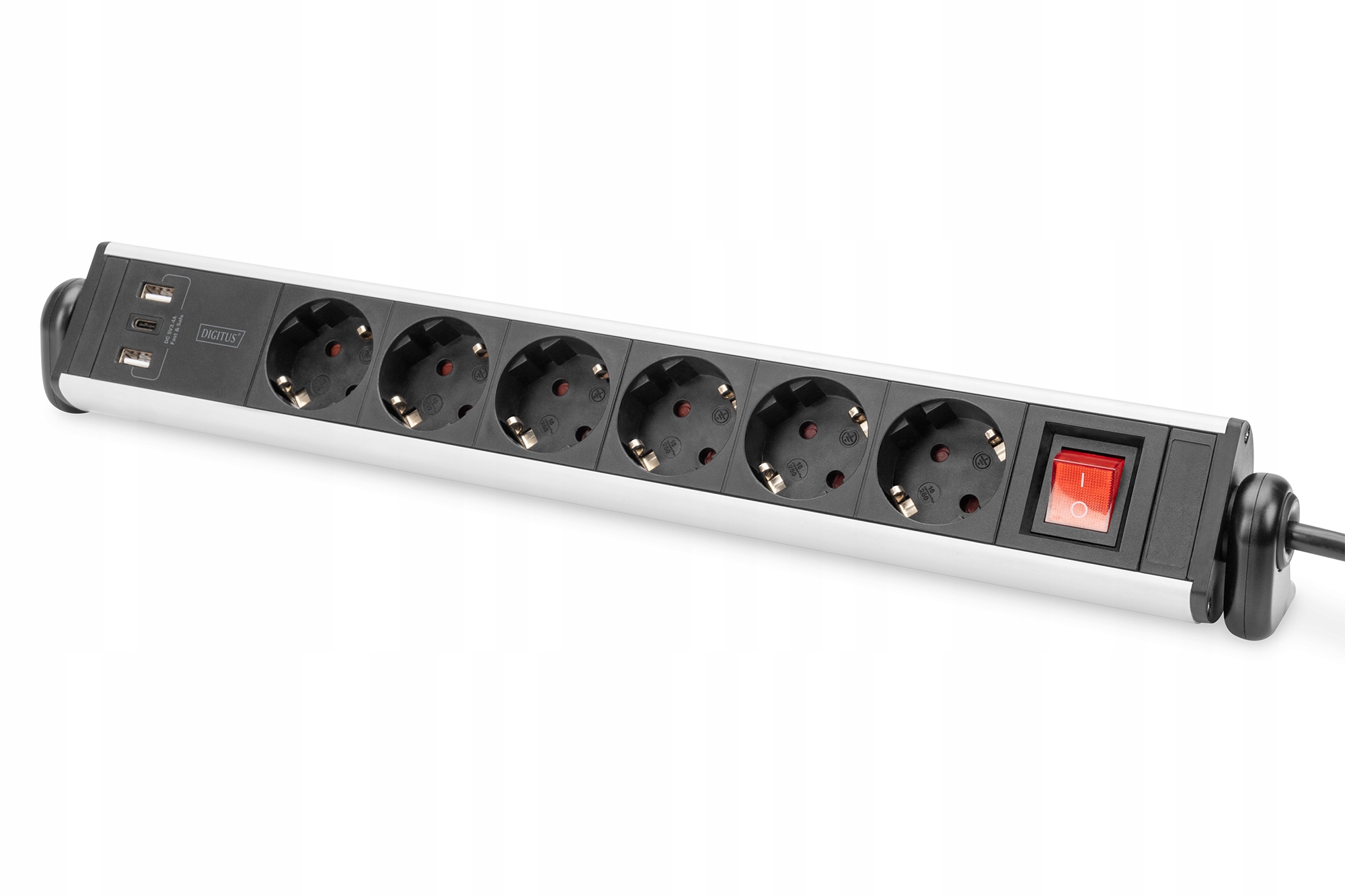 Digitus Listwa zasilająca biurowa 45° 6 gniazd, 2xUSB-A 1xUSB-C (5V/3,4A) m