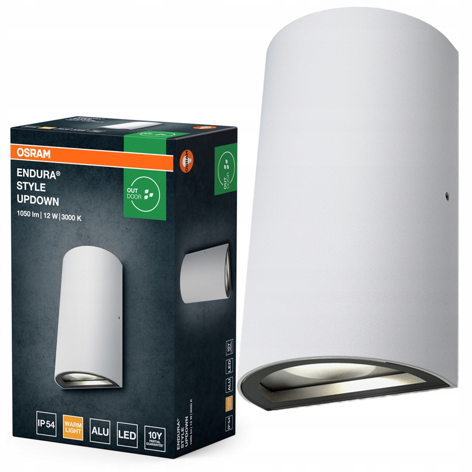 Záhradné nástenné svietidlo Vonkajšia Led lampa 12W 700lm 3000K Biela IP44 Endura