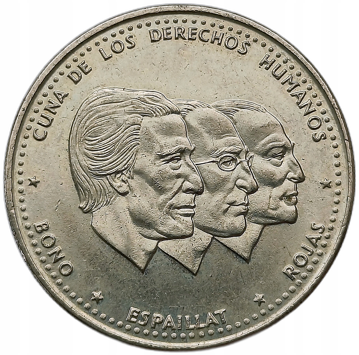 DOMINIKANA 1/2 PESO 1987 PRAWA CZŁOWIEKA 31mm TYP2