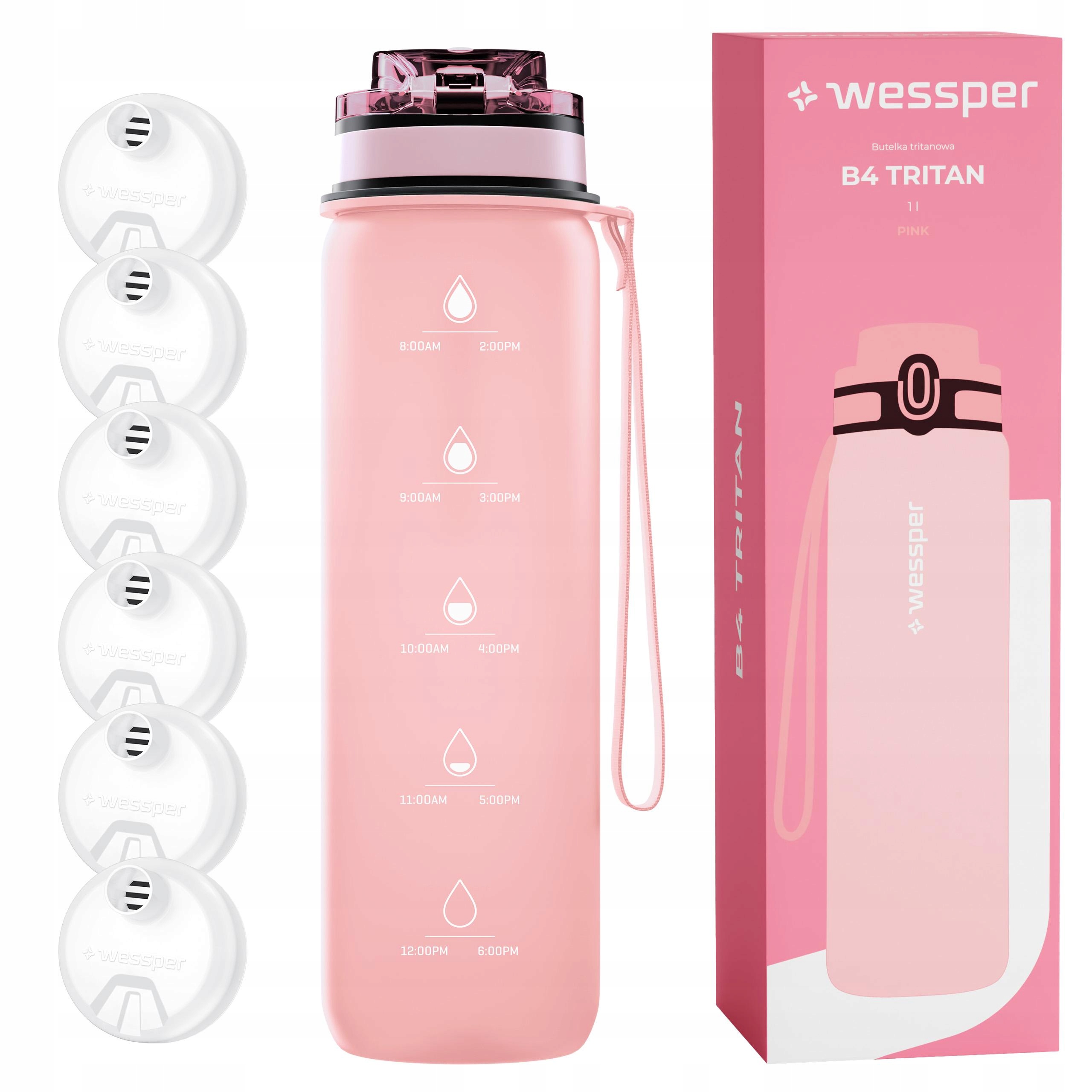 Láhev láhev na pití na vodu 1000 ml Filtrační láhev tritan 1 l Wessper 6 x filtr