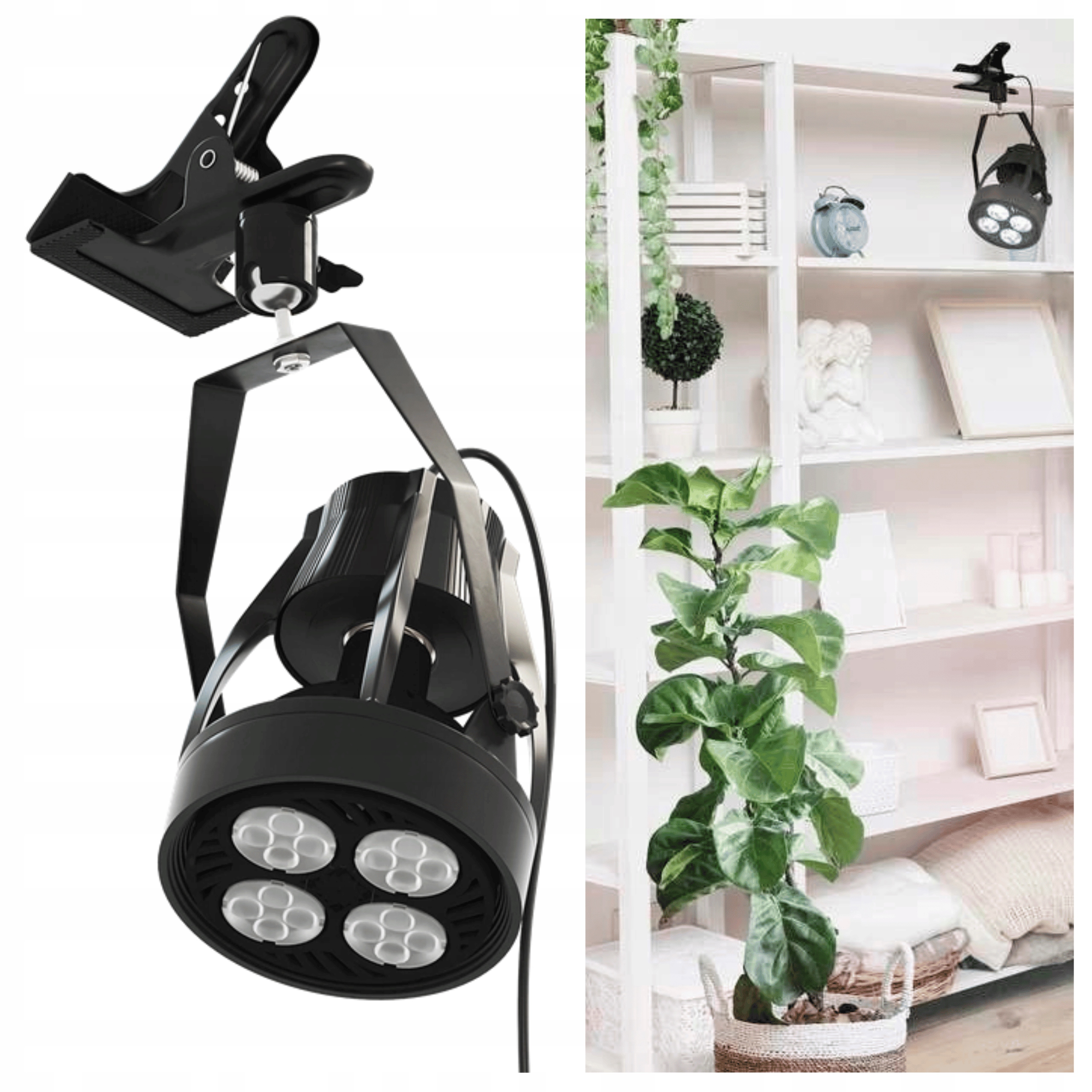 Led lampa 80° pro pěstování rostlin Verticana Clip Černá 35W bílé světlo