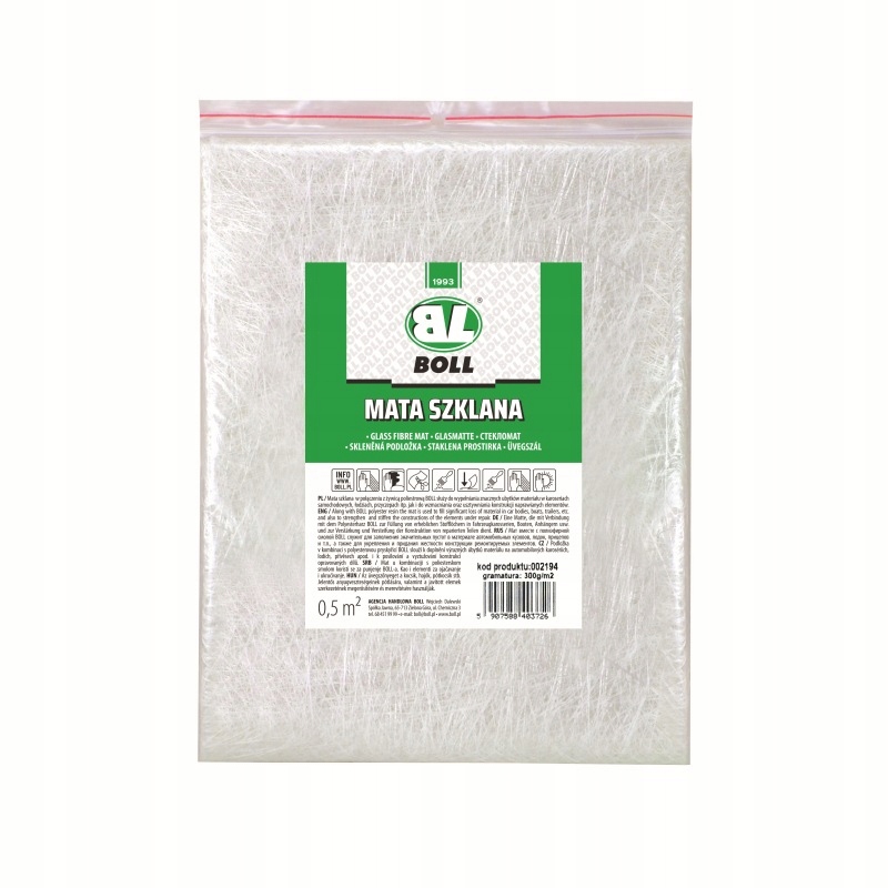 BOLL MATA SZKLANA 300G/M2 , WYMIAR 0,5M2 / BOLL