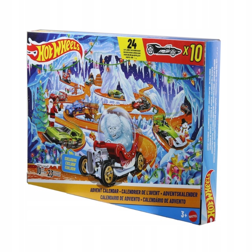 Адвент-календарь Hot Wheels 2026 JLG41, 10 машинок 1:64 и зимние аксессуары, от 3 лет — фото 8